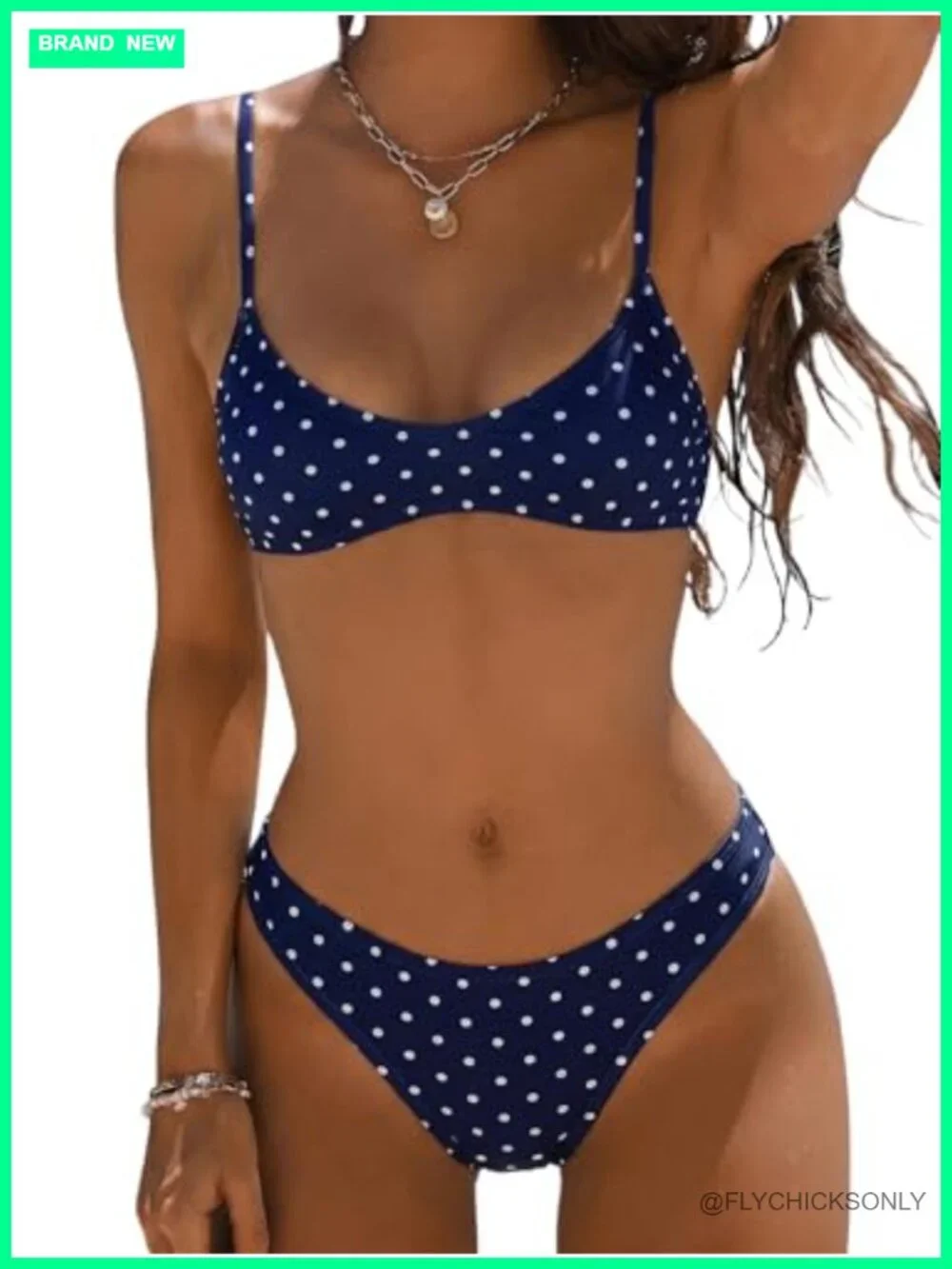 Women's Polka Dots Micro Bikini Set High Leg Thong Racerback Swimwear